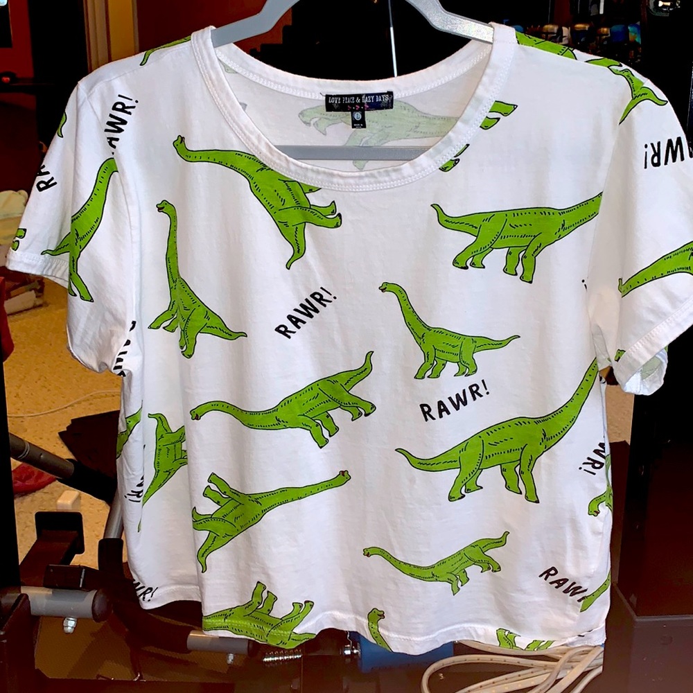 White Dino Crop Top